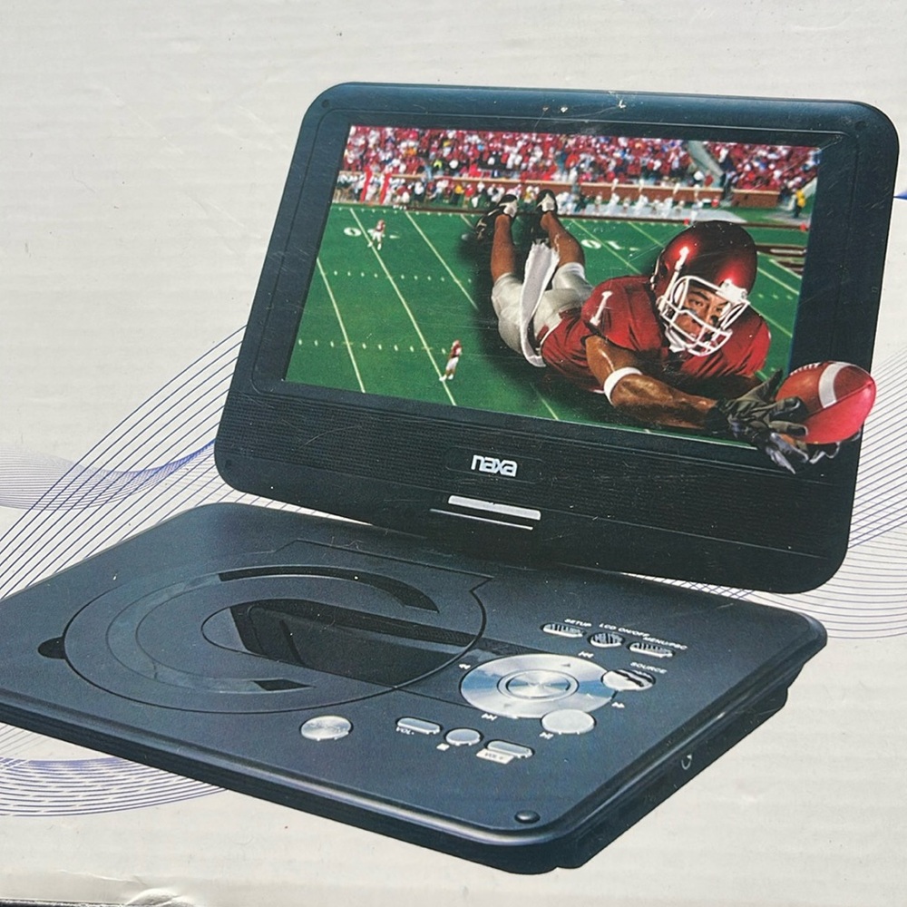 Black Portable DVD Player with 9" Swivel Screen